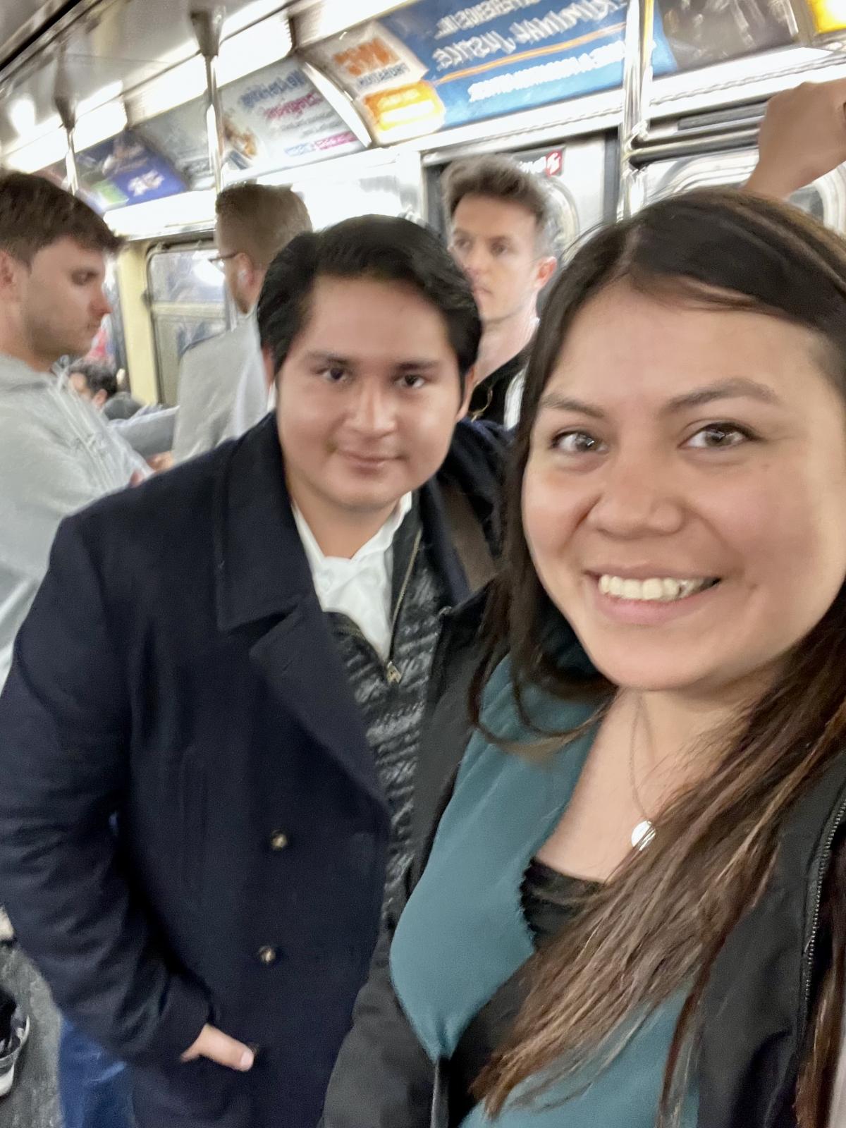 NYU Luigi Idrovo Auquillo MS 20 and Natalie Reyes in subway