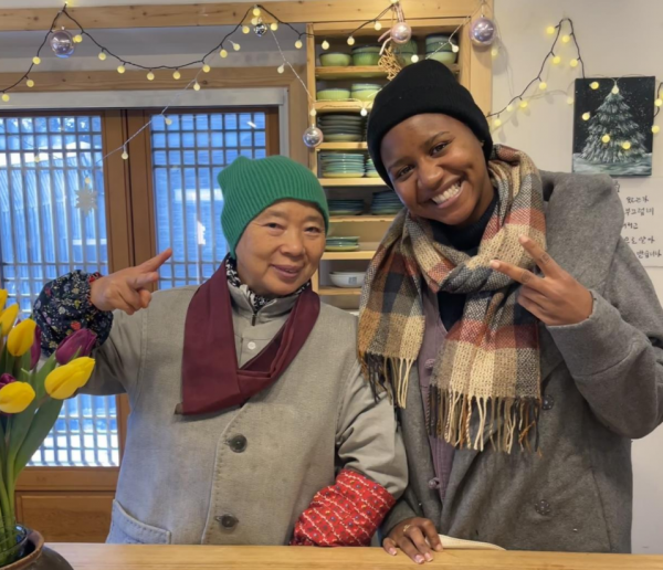 Vaneshia Reed with Jeong Kwan Sunim a well known Seon Buddhist nun and chef of Korean cuisine