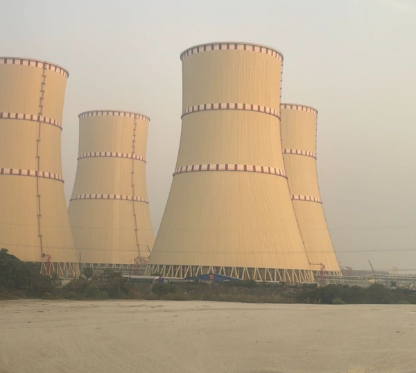 A view of the RNPP in construction located on the bank of the Padma River