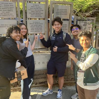Penn Sandra Cheah MS 23 Clarke Dickens MS 22 Samuel Sosa Sanchez MS 24 Steven Li MS 23 and Jahin Rahman MS 21 with Plaque at Penn