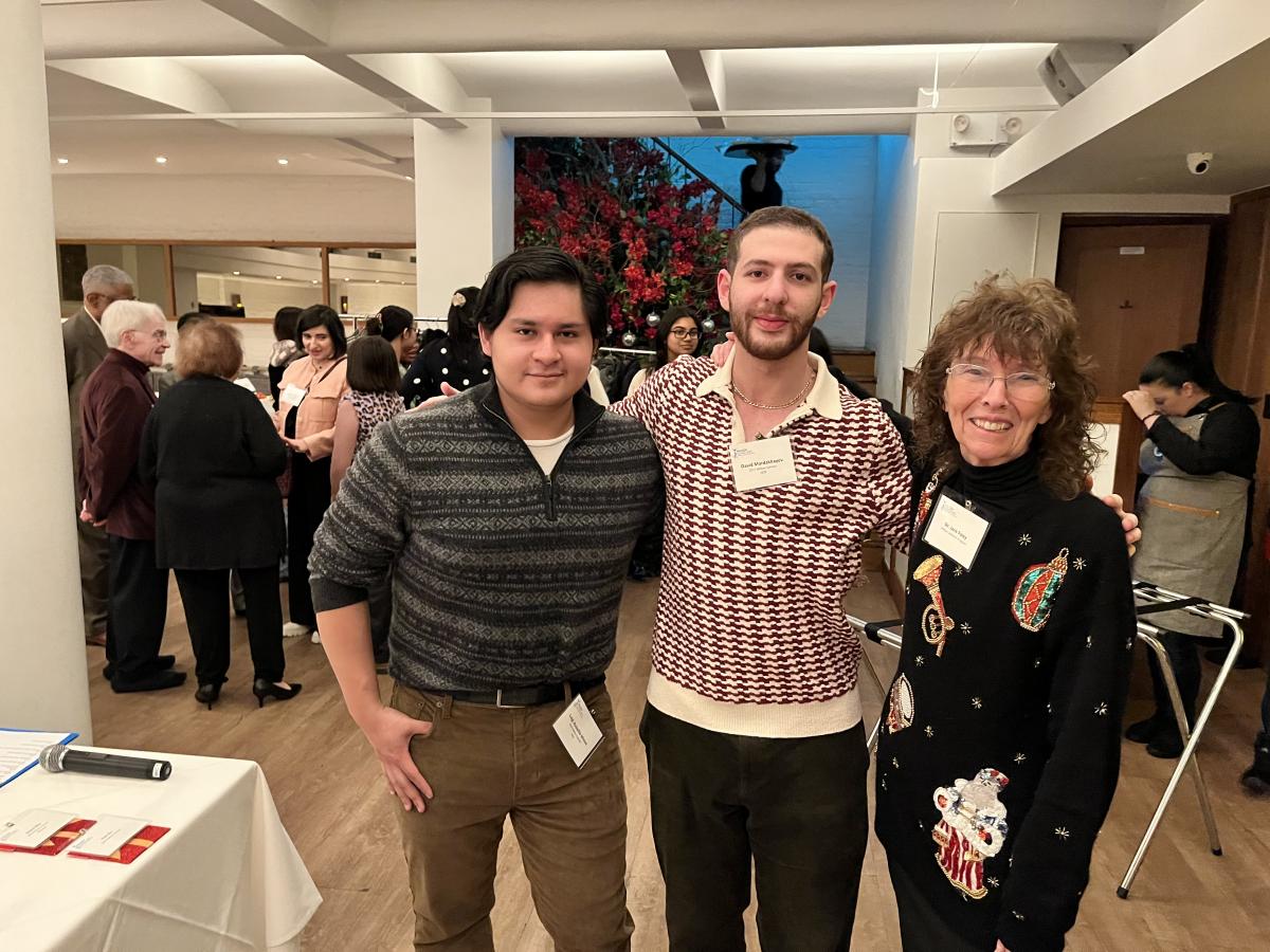 NY Holiday Dinner Luigi Aquilla Idrovo MS 20 David Mardakhayev MS 17 and Director Dr. Jane Foley