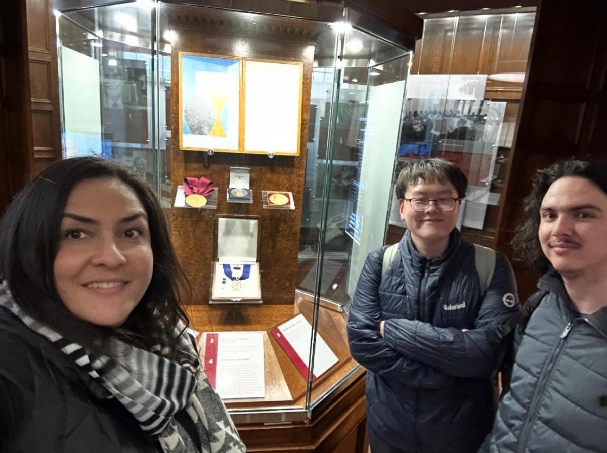 Univ of Chicago Brayant De Leon MS 21 Jun Woo Shin MS 23 and Evelyn Torres with Nobel Prize2
